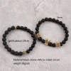 Men bracelet natural stone Volcanic rock customized bead bracelet zircon crown 2-piece charm bracelet set handmade jewelry