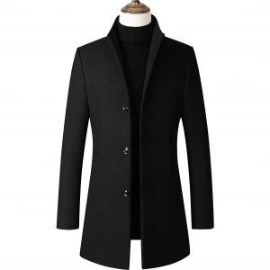 Mens Wool Coat Casual Winter Heating Long  Coat Business Jacket