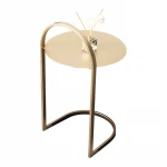 Modern living room home and office mobile wrought iron sofa bed small round gold coffee table side table