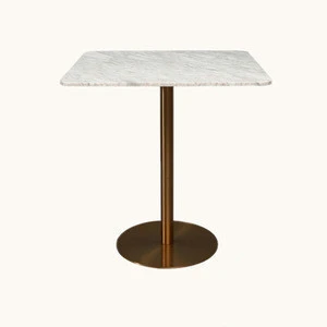 Modern luxury  restaurant table metal base square marble top dining table
