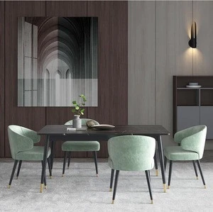 Modern nordic Furniture white marble top glod metal dining room table set