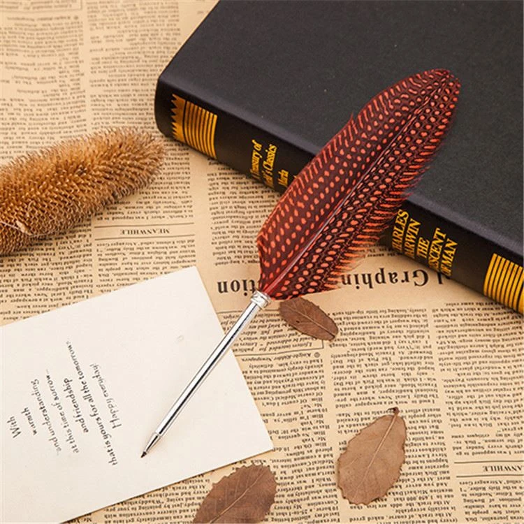 Modern style different types colorful spot feather ballpoint pen from manufacturer