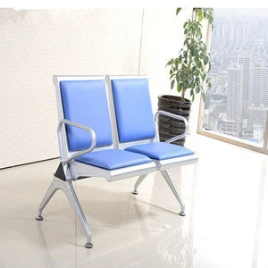 Modern Style Factory Price 3-Seats  Stainless Steel Sliver Airport Waiting Chair