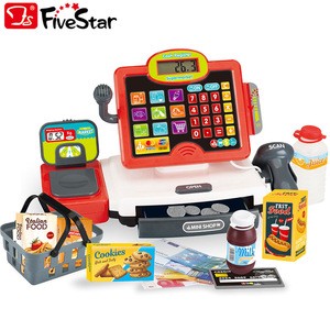 Multi-functional kids cash register toys supermarket cashier pretend play set toys BSCI Five Star