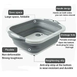 multifunction 3 in 1 plastic silicone folding cutting board with strainer foldable chopping board with tray bowls for kitchen