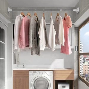 Multifunctional clothes rail No Drilling Stainless Steel Shower Curtain Rod Tension Shower Rod for home