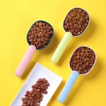 Multifunctional dog food spoon easy to clean pet cat food feeding spoon with sealed bag holder creative measuring cup