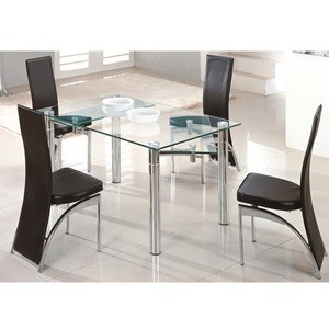 N128 Sharp Glass Extendable Dining Table Designs, New Design Products Glass Dining Table