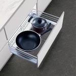 Nano Powder Coating Cutlery Tableware Kitchen Cabinet Accessories Wire Sliding Basket Pull Out Basket for Storage