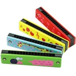 New 16 hole musical instruments wooden cartoon harmonica for children