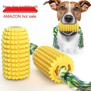 New Amazon hot dog toy corn molar Rod bite-resistant toothbrush dog toy with rope one piece dropshipping