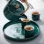 Import New Arrival Green gold rim 6 Pcs with 4 Cups and Tray Ceramic tea sets with teapot for gift from China