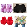 New Arrived 2021 anime indoor floor shoes womens Unisex cotton plush fluffy teddy bear house slippers