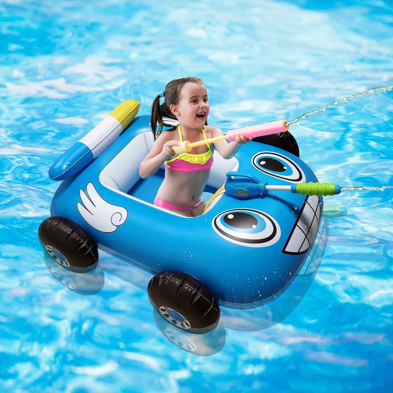 New Car-Shaped Baby Inflatable Swimming Pool Float Boat Toys With Water Gun Jet
