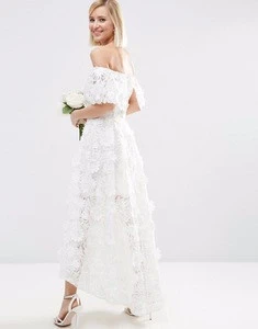 New European wedding dress bridal gown Lace Hollow Out Long Dresses Women wedding gown designer one piece party dress