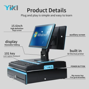 New high-quality 15 inch cheap supermarket cash drawer double screen sales terminal cashier Pos machine