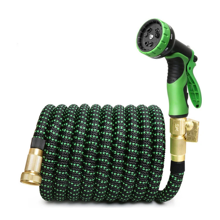 New magic expandable 50FT garden hose reel and hose fitting with brass nozzle