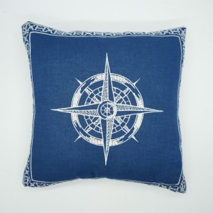 New product blue european embroidered boat design plain cushion cover
