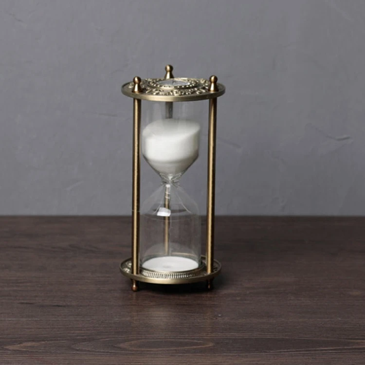 New product promotion home decoration hourglass metal decoration brass hourglass crafts