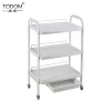 new products universal wheels metal stand white drawer spa beauty salon trolley cart