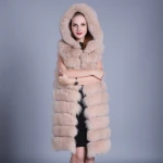 New Winter Women Real Fox Fur Vest Waistcoat Jacket Outerwear Long Style Fur Gilet