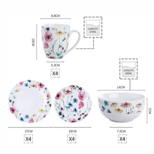 Nordic Hot Selling Good Quality Decal Printing Ceramic Plate Round Dinner Set