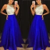 OEM High Quality Custom Elegant High-Waisted Sequins Royal Blue Evening Dress