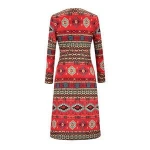 OEM service ethnic wear women v neck midi plus size print dress