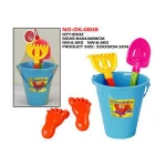 OK-21458A  Beach Sand Toys Set Models, Beach Pail Set with Molds Bucket, Rake, and Shovel