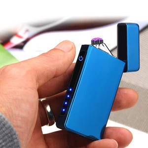 OP-012 Intelligent Induction Double Arc Usb Cigarette Rechargeable Windproof Flameless Wholesale Metal Coil Electric Lighter