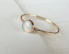 Opal Gem stone Stack Jewelry October Birthstone Gold Hammered Silver Ring