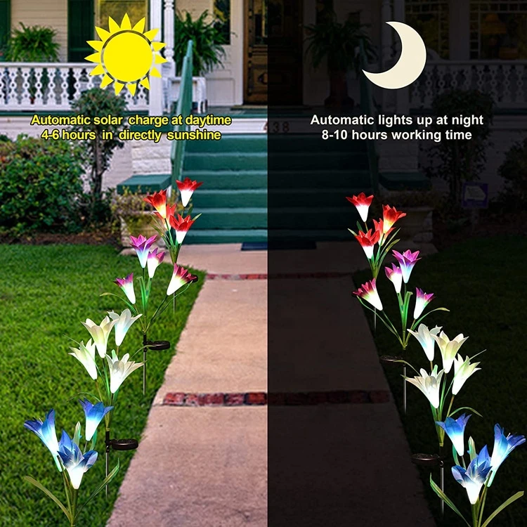 Outdoor Solar Garden Lights Decorative Multi-color Flower Stake Lights Garden Solar Lights