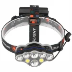 Outdoor waterproof headlamp USB rechargeable Aluminum Alloy 90 degree abjustable 8 model light 2 T6 4Q5 2COB led head light
