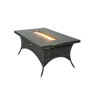 outdoor wicker table rattan rectangular gas fire pit table (WH020-LL)