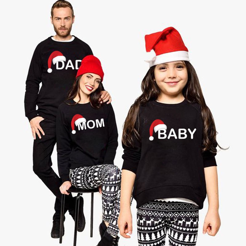 Parent-child long sleeve round neck sweatshirt matching family clothes