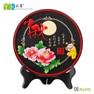 Peony Flowers Pattern Painted Artificial Chinese Mid Autumn Day Gifts modern resin crafts