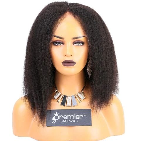 Permier top quality human hair lace frontal wigs 13*4 Yaki straight front lace wigs for women