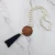 Import Personalized Monogram Handmade Wood Disc PU Leather Tassel Pearl Necklace from China