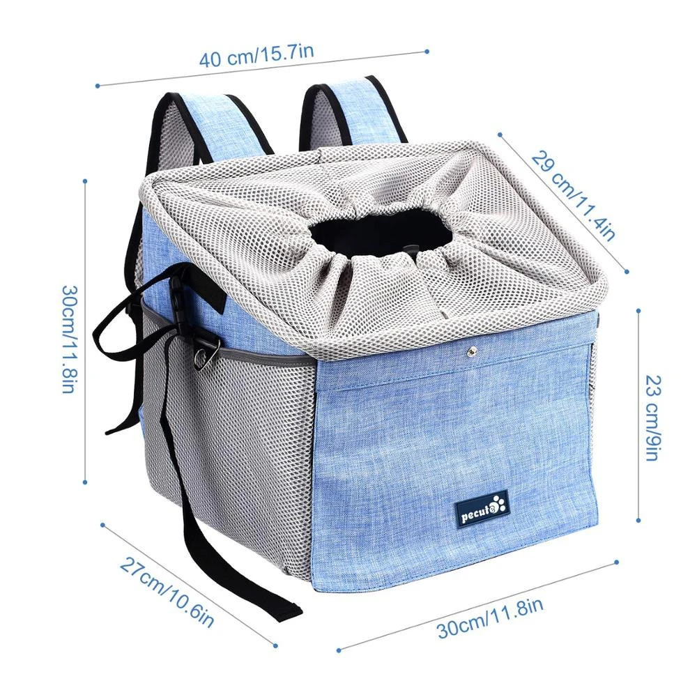 Pet Dog Cat Bicycle Front Seat Fabric Cover Booster Basket Bag Pet Carrier Backpack with 2 Big Side Pockets