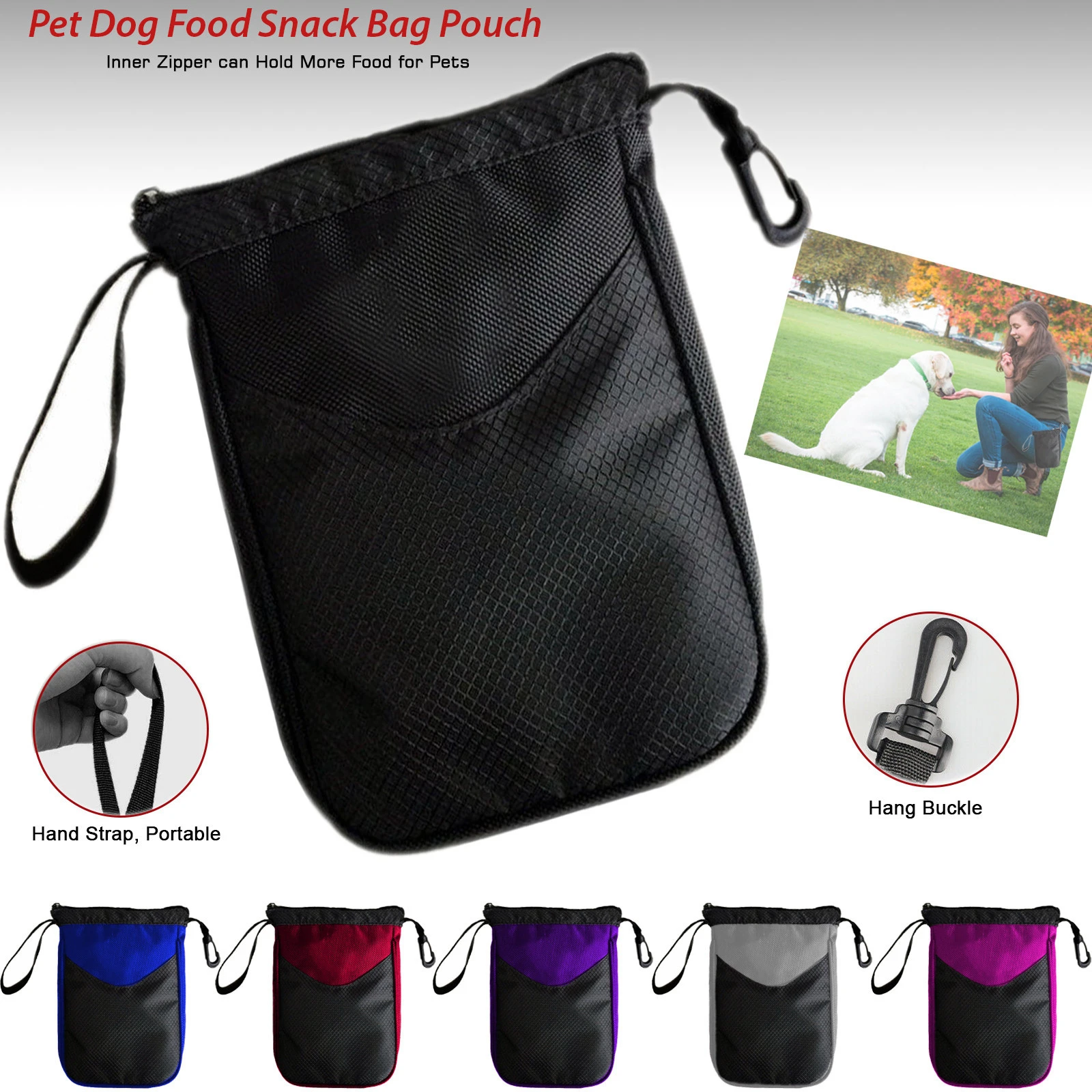 Pet Dog Cat Training Treat Pouch Snack Bag Storage Holder Dispenser Clip
