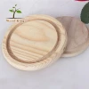 Pine Color Sanding Decoration Wooden Base Setting Creative Circular Craft Lid Glass Dome Wood Glass Base