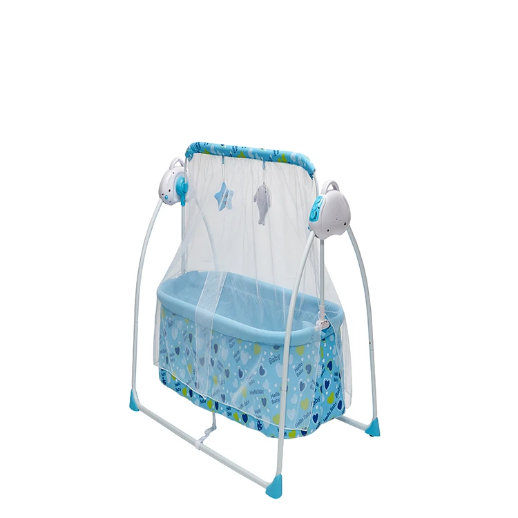 Pink and blue colour of cradle swing electric baby cradle bed