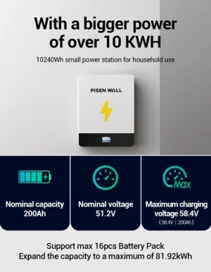 PISEN 5kwh 10kwh lithium ion powerwall home battery energy storage inverter hybrid rechargeable lithium ion batteries for Home