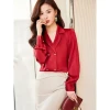 Plus Size S-4XL blouses silk elegant long sleeve blouses slim office ladies work clothes woman shirt formal shirt