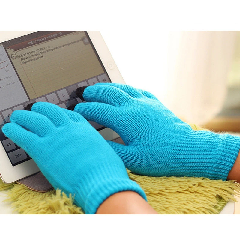 Pure Color Soft Winter Touched Screen Wool knitted Hands Gloves Warm Windproof Stretchy Warm Use Device Mittens