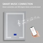 Rectangular Decorative Badezimmer Spiegel Mirror Music Speaker Display Time Temperature Defog LED Smart Bathroom Mirror
