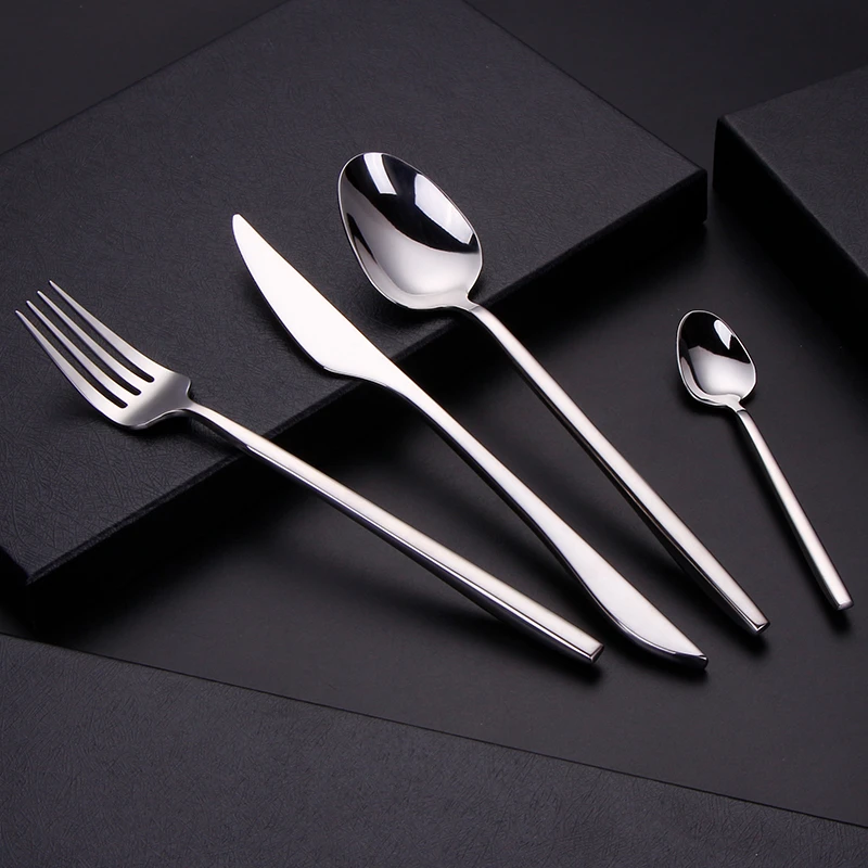Restaurant Silver Spoon Set Table Ware Cutlery Set 18/10 Stainless Steel Cutlery Luxury Flatware
