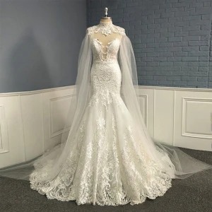 robe de mariage Luxury Mermaid Wedding Dresses Sexy Fit and Flare Lace Wedding Gown with Train Off Shoulder Arabic Bridal Dress