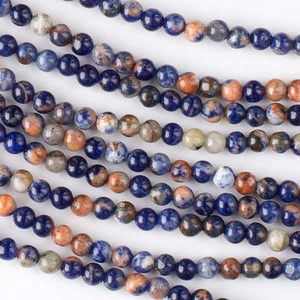 Round Gemstone Loose Beads Orange Blue Sodalite beads