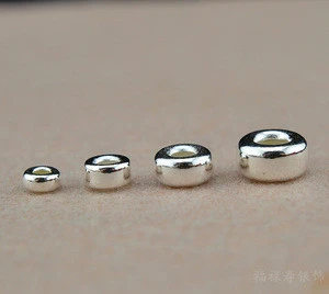 S925 Sterling Silver Flat Round Loose Spacer Beads for DIY Jewelry Making Findings